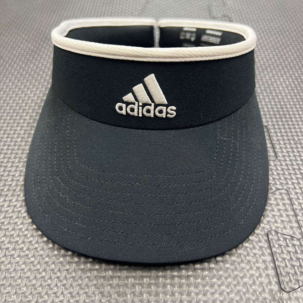 Adidas Aeroready Black & White Visor Adjustable Strap Lightweight & Breathable